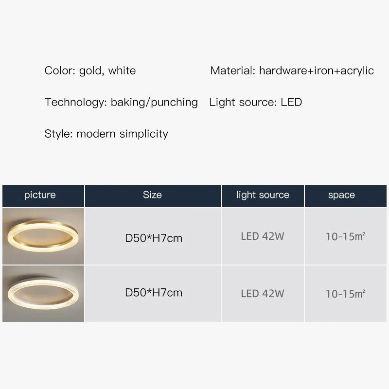 plafonnier de luxe design moderne avec anneau circulaire et rectangulaire led