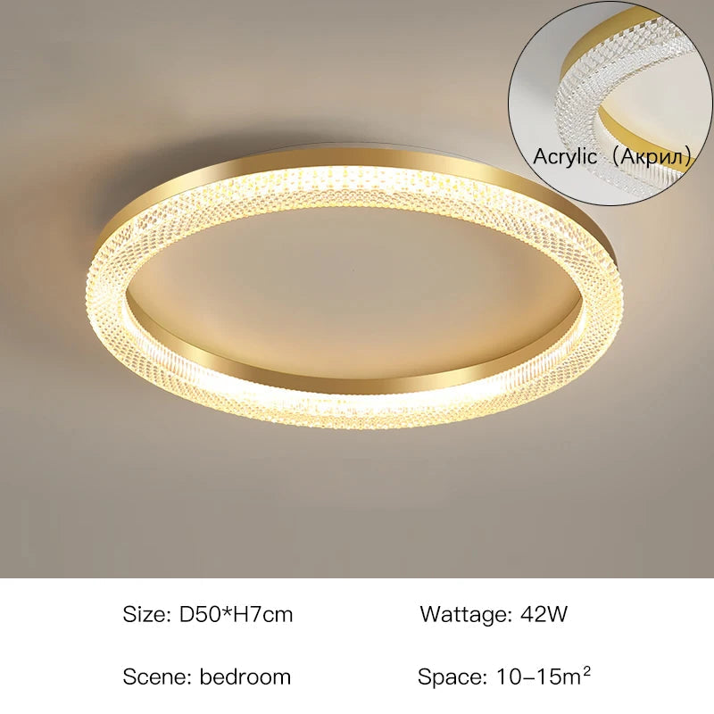 plafonnier de luxe design moderne avec anneau circulaire et rectangulaire led
