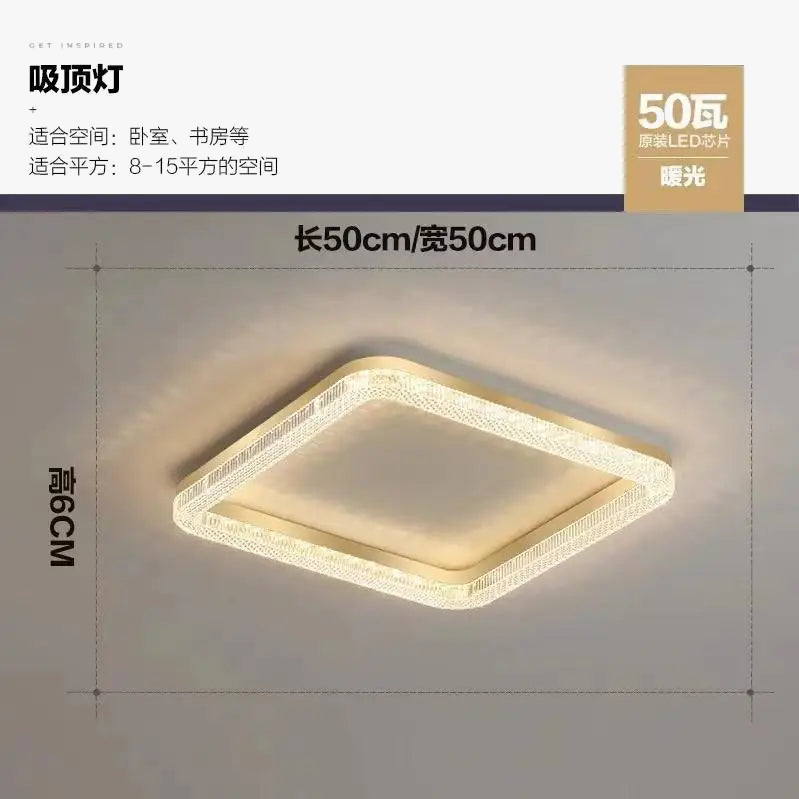 plafonnier de luxe design moderne avec anneau circulaire et rectangulaire led