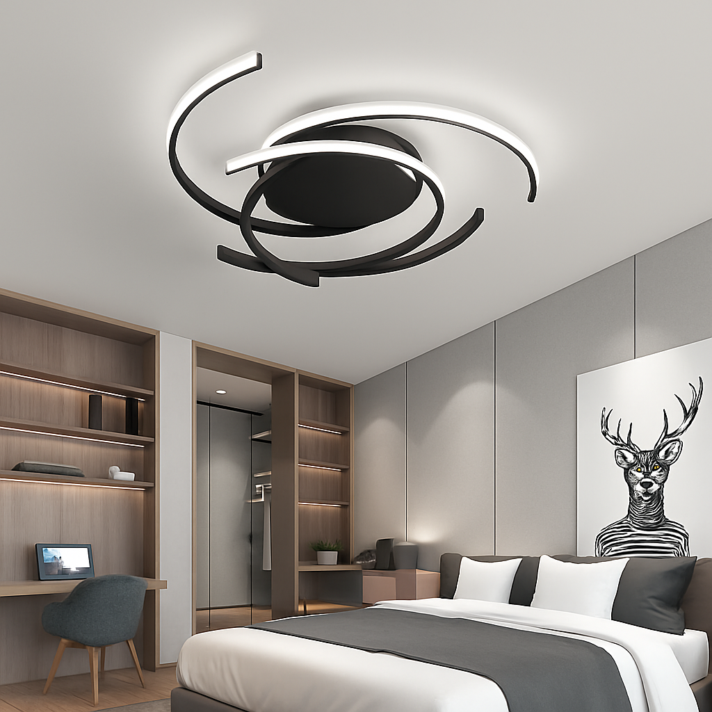 Plafonnier design LED avec des semi-cercles entrelacés Dilia
