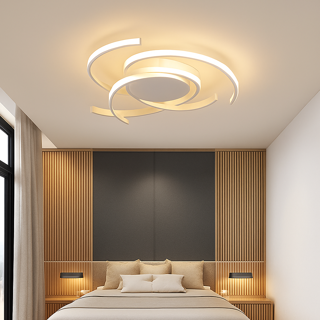 Plafonnier design LED avec des semi-cercles entrelacés Dilia