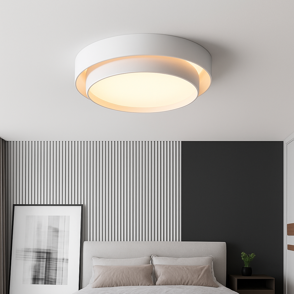 Plafonnier design LED avec double abat-jour arrondi Isaiah