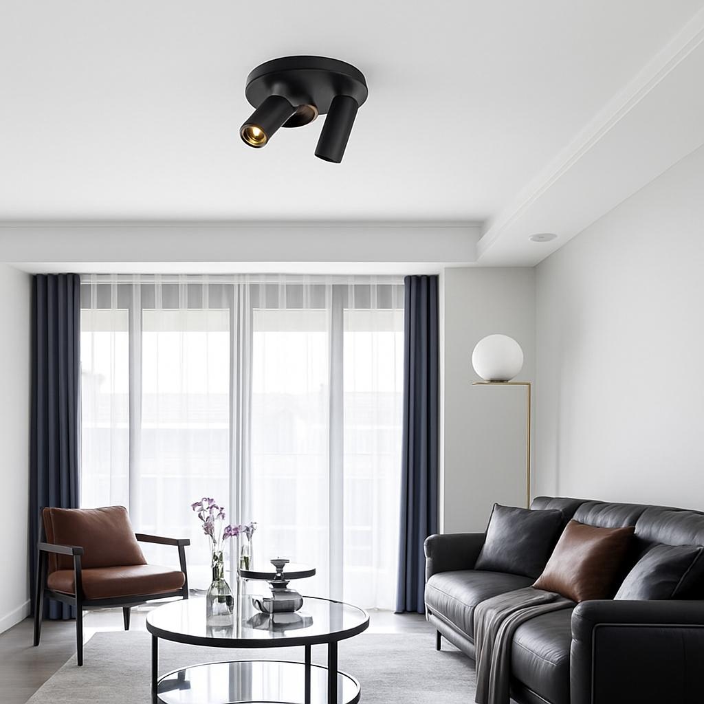 Plafonnier design à LED avec plusieurs cylindre en métal Loft