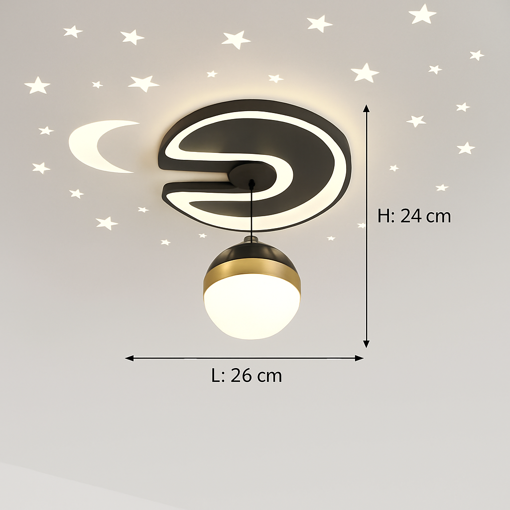 Plafonnier design LED avec projection étoiles