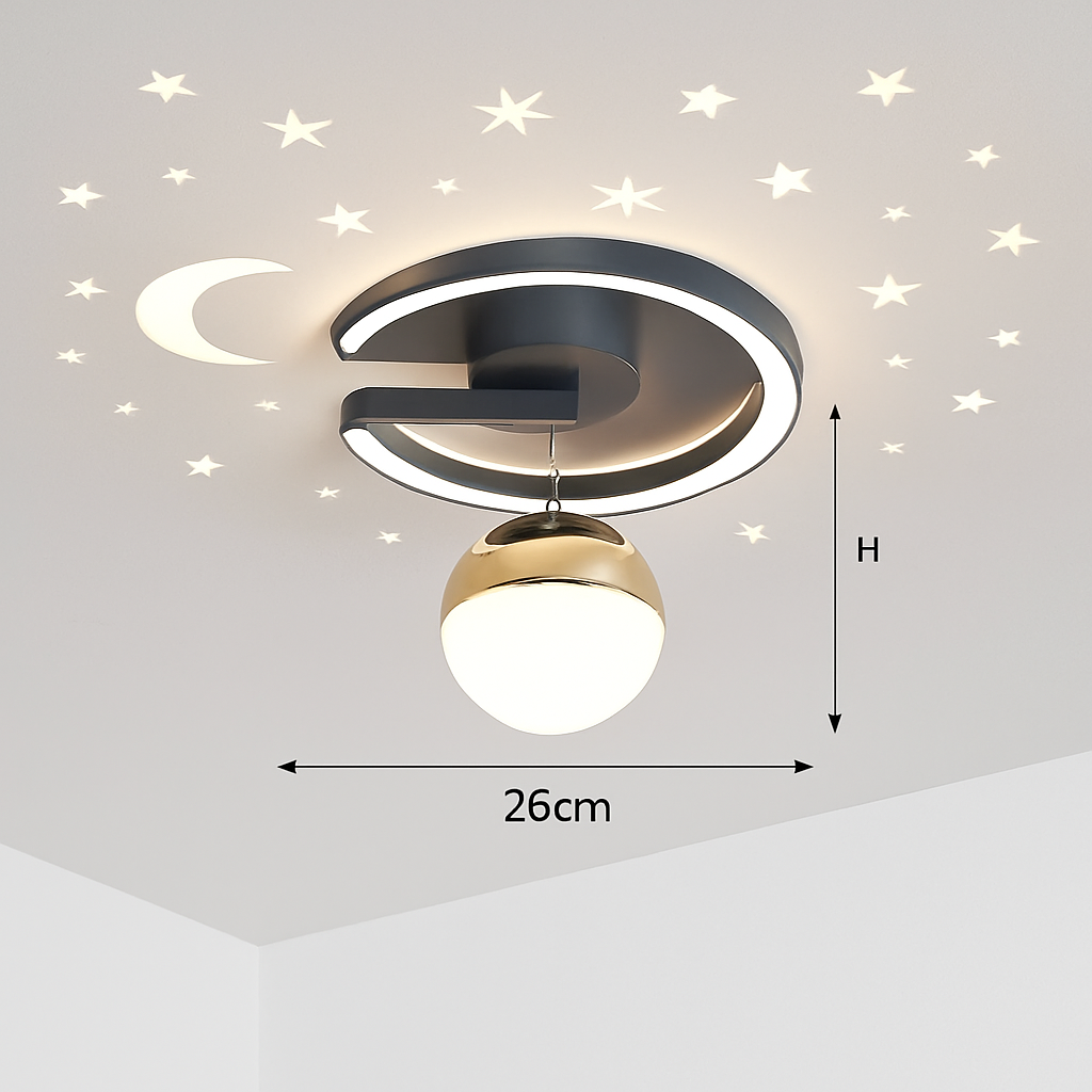 Plafonnier design LED avec projection étoiles