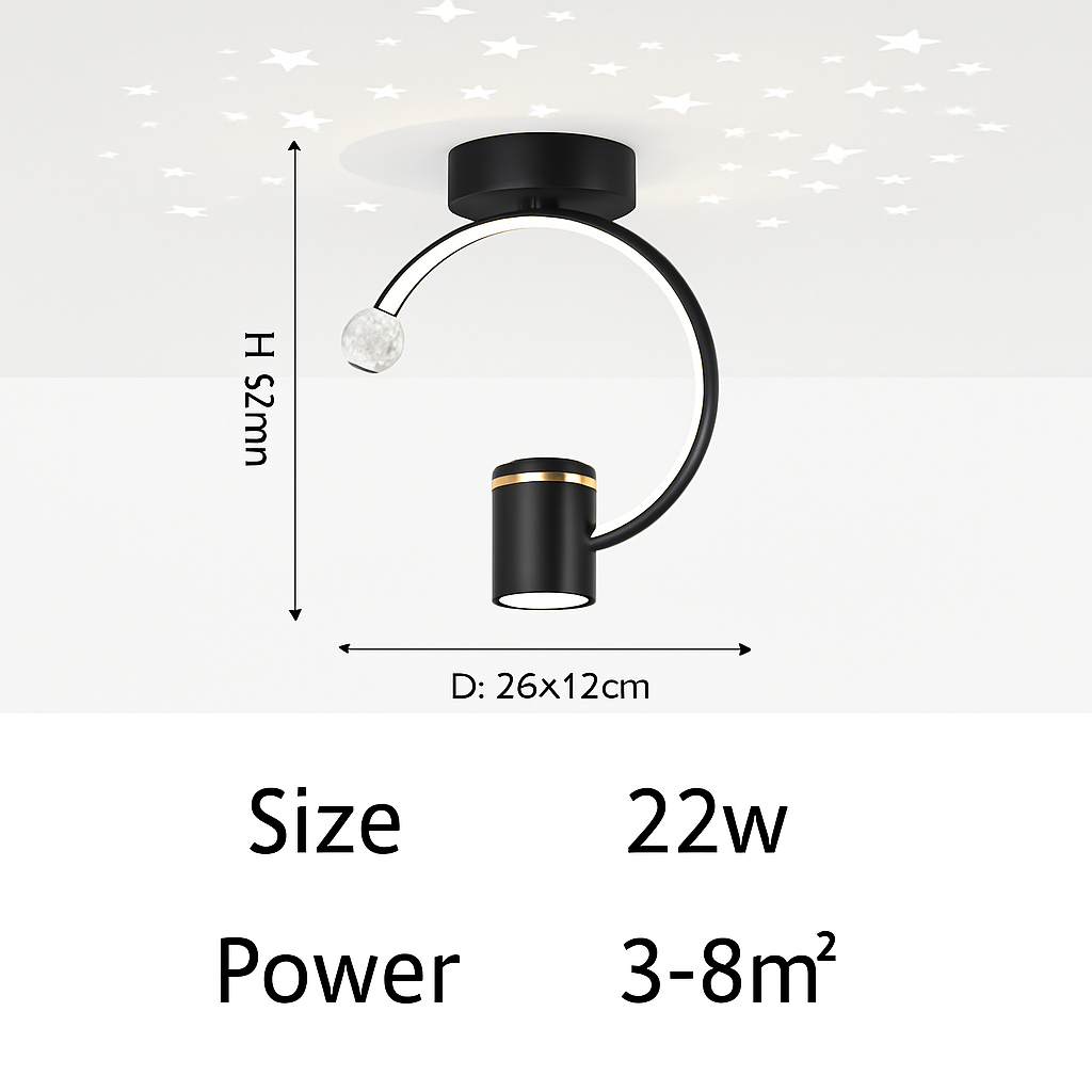 Plafonnier design LED avec projection étoiles