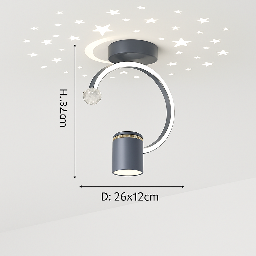 Plafonnier design LED avec projection étoiles