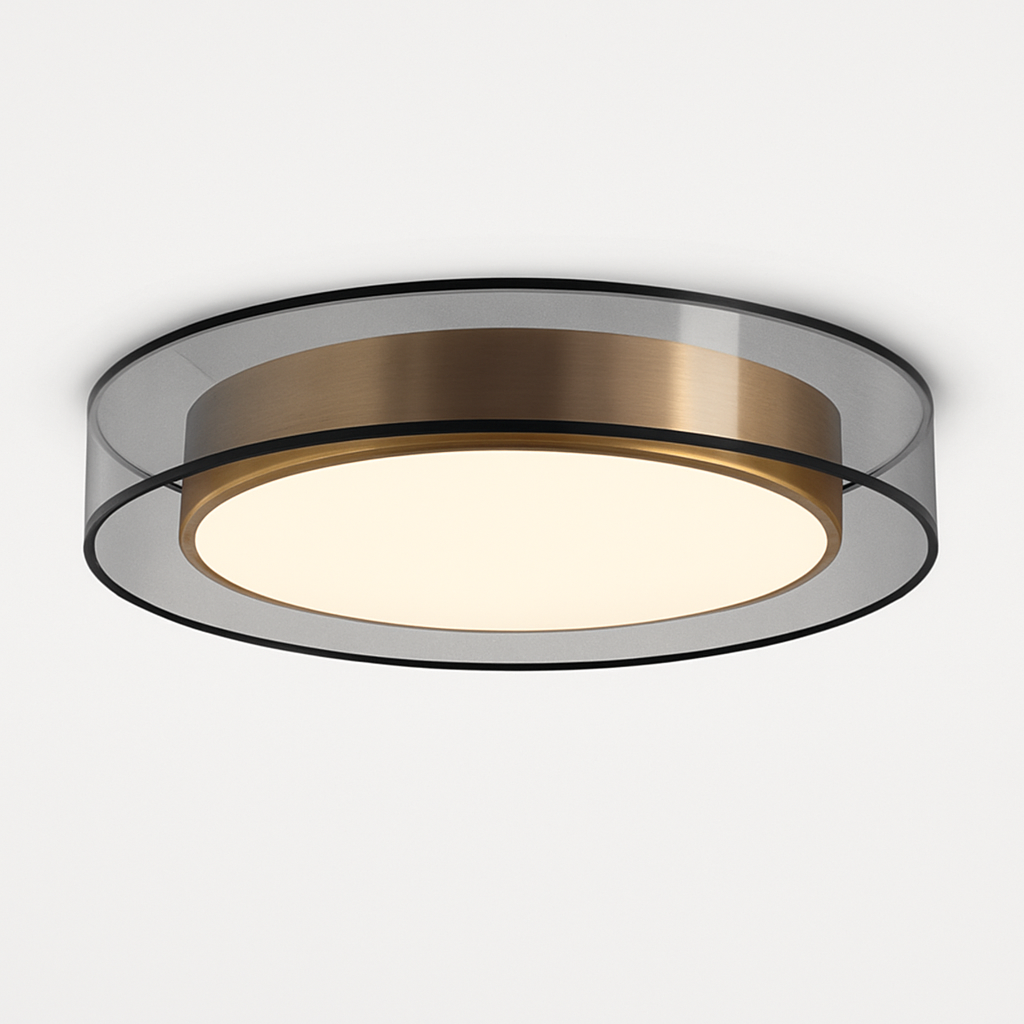 Plafonnier design LED doré avec disque Loft
