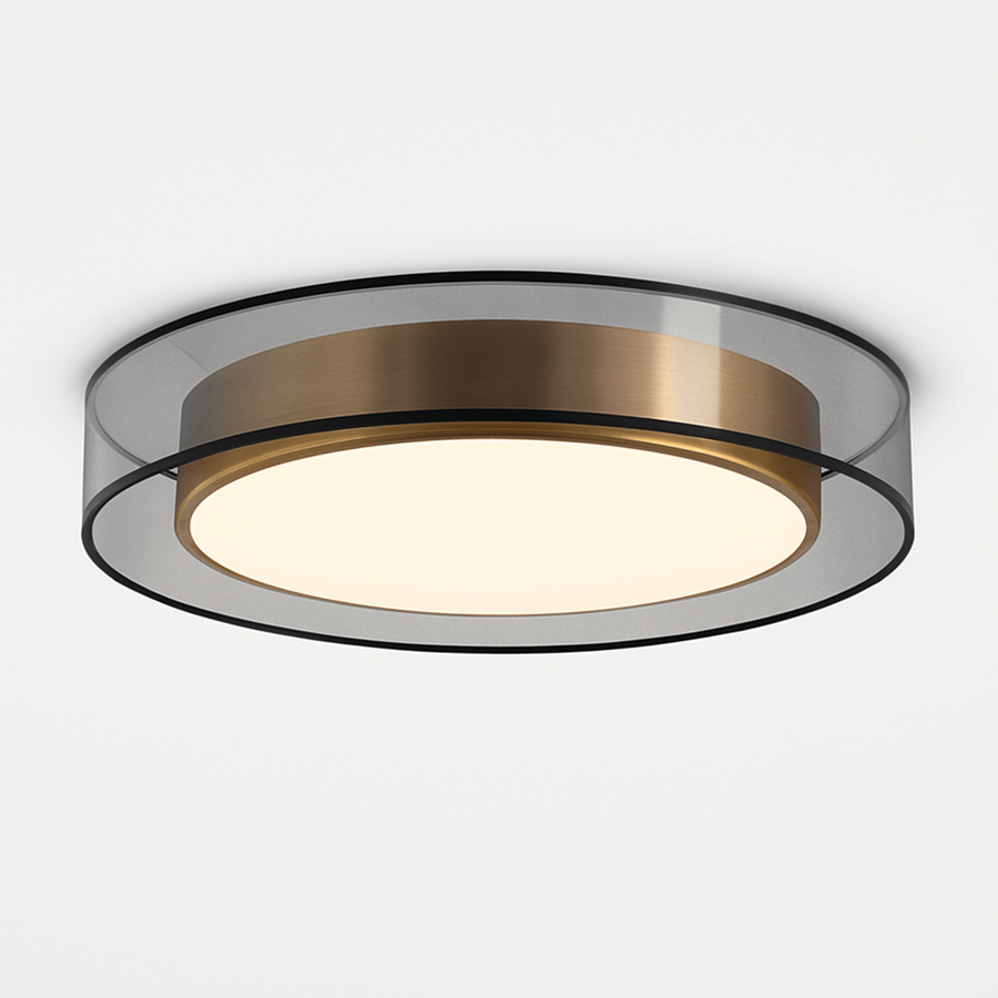 Plafonnier design LED doré avec disque Loft