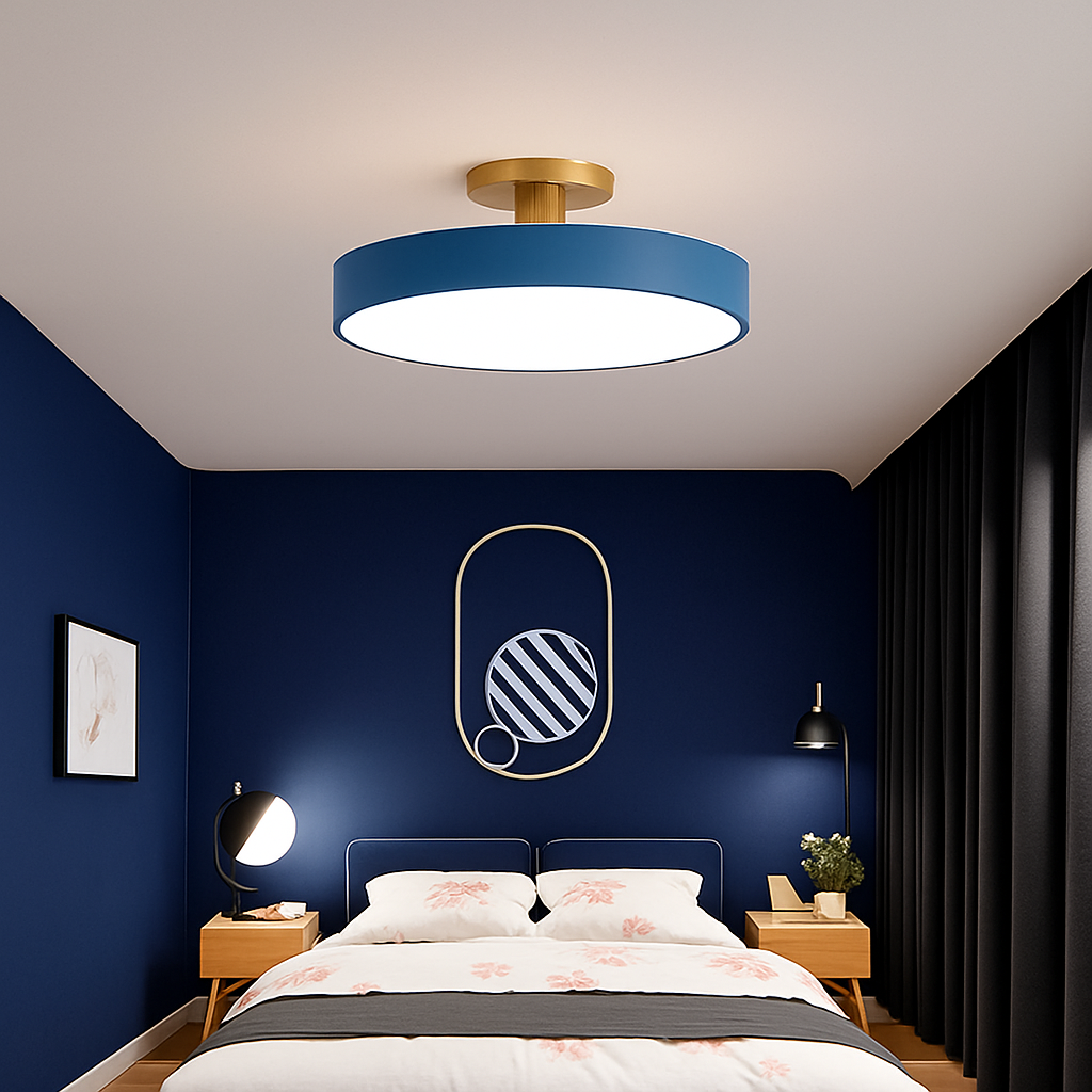Plafonnier design à LED rond et support doré Office