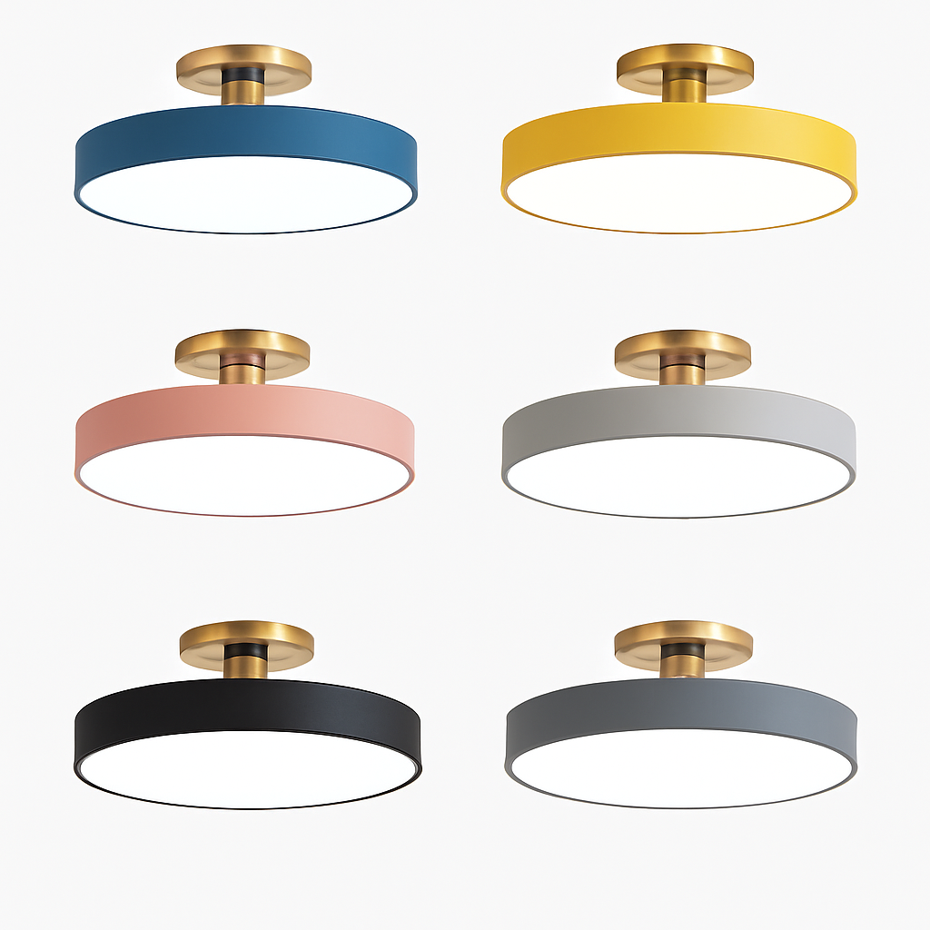 Plafonnier design à LED rond et support doré Office