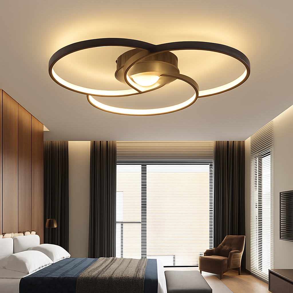 Plafonnier design LED rosace trois cercles Bwart