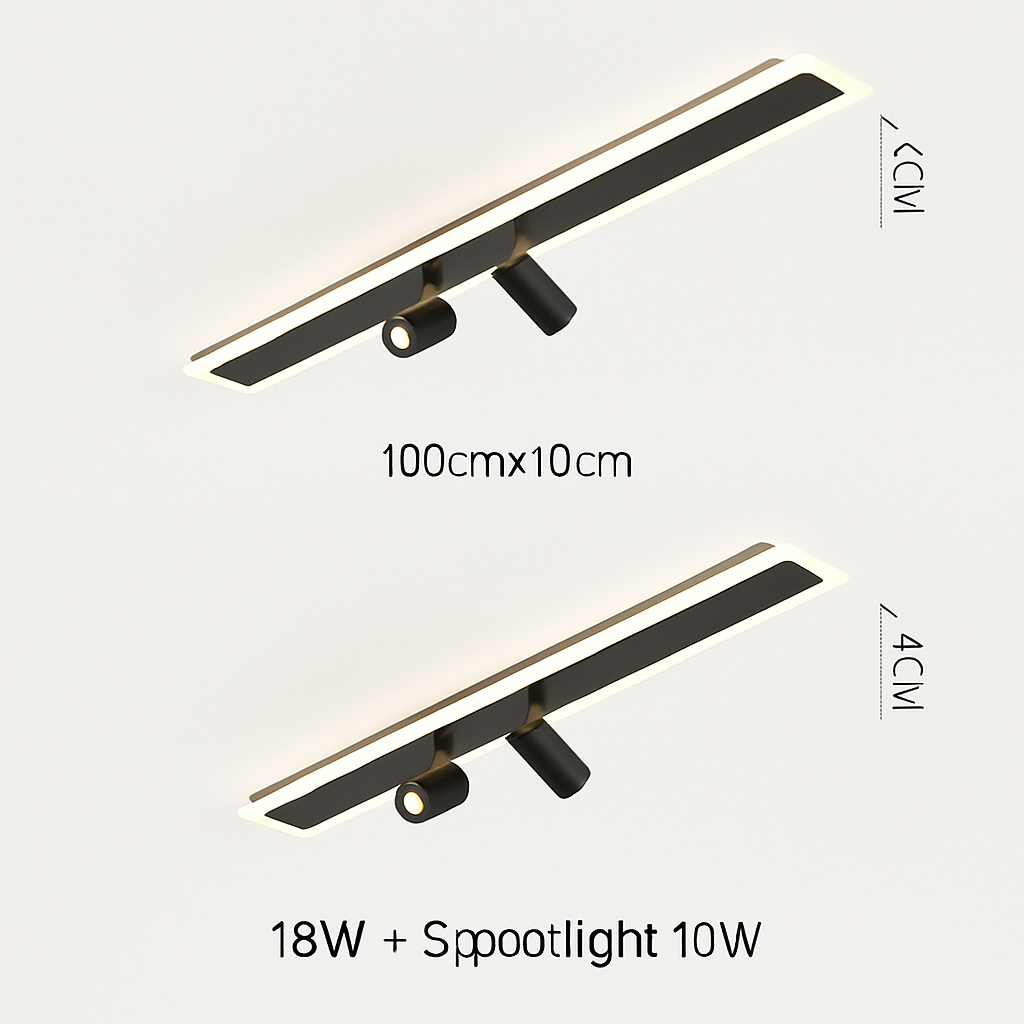 Plafonnier design moderne LED en métal noir avec plusieurs spots lumineux