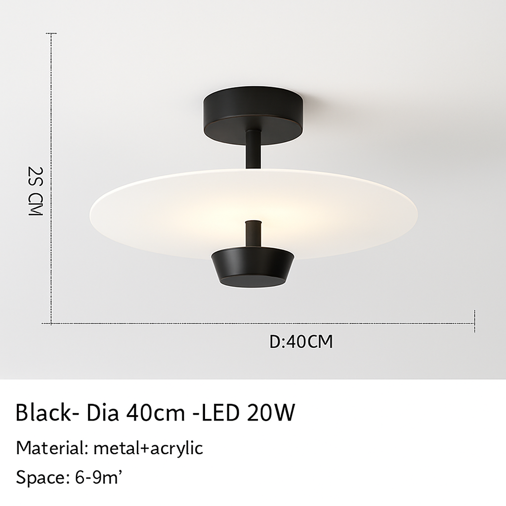 Plafonnier design Rond en métal et verre