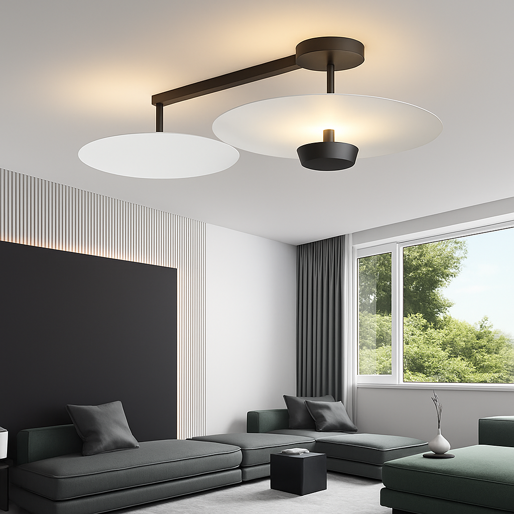 Plafonnier design Rond en métal et verre