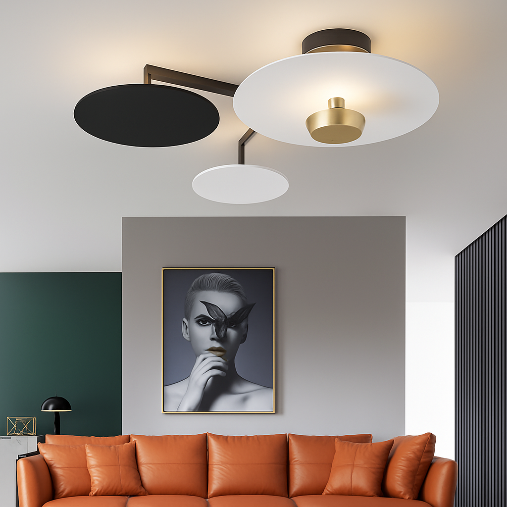 Plafonnier design Rond en métal et verre