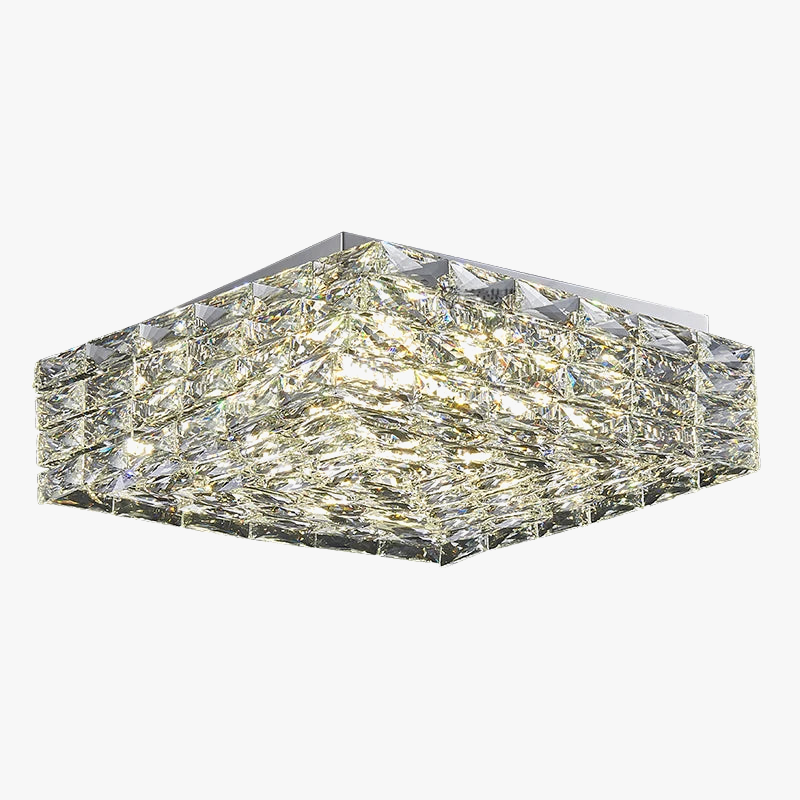 plafonnier en acier inoxydable et cristal design moderne créatif carré