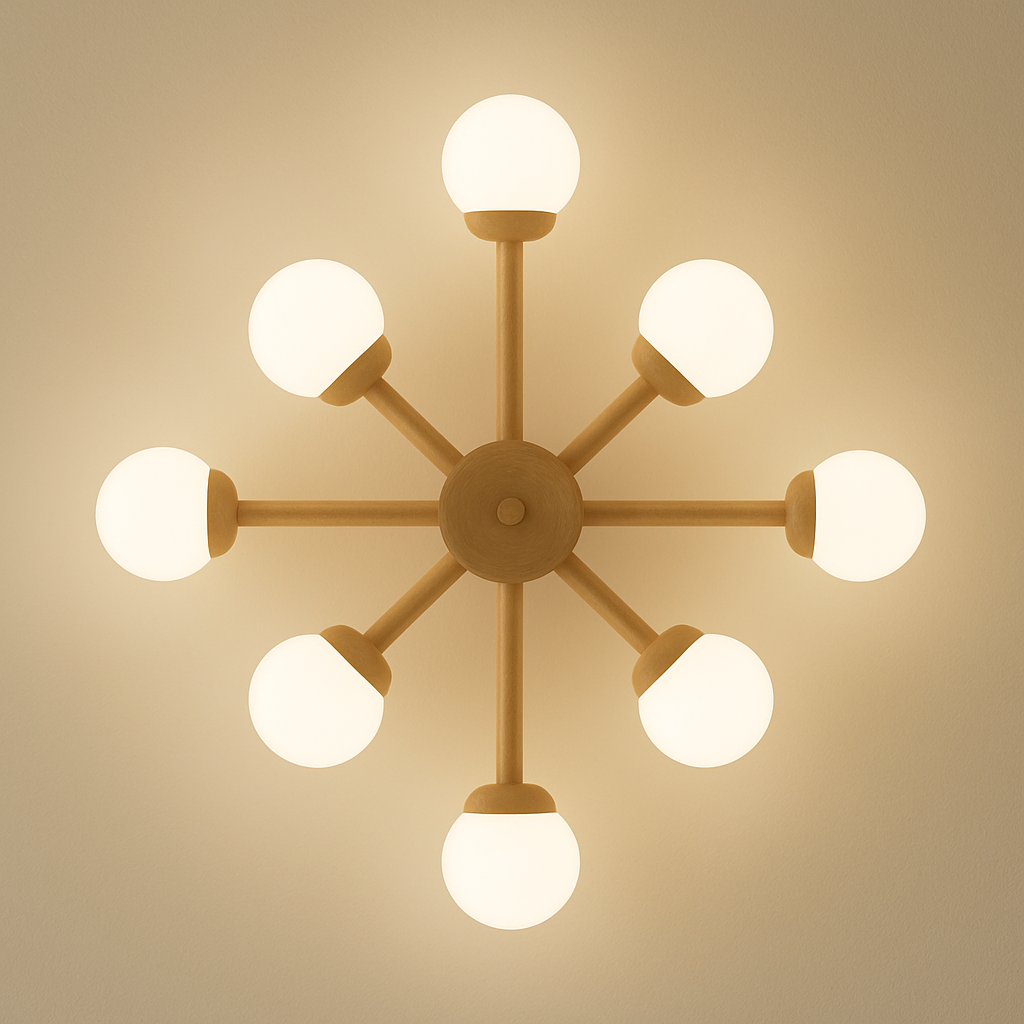 plafonnier en bois avec abat-jour boule de verre design moderne