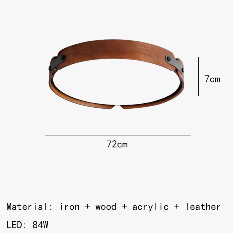 plafonnier en bois avec cuir artificiel et 3 ronds interchangeables créatif