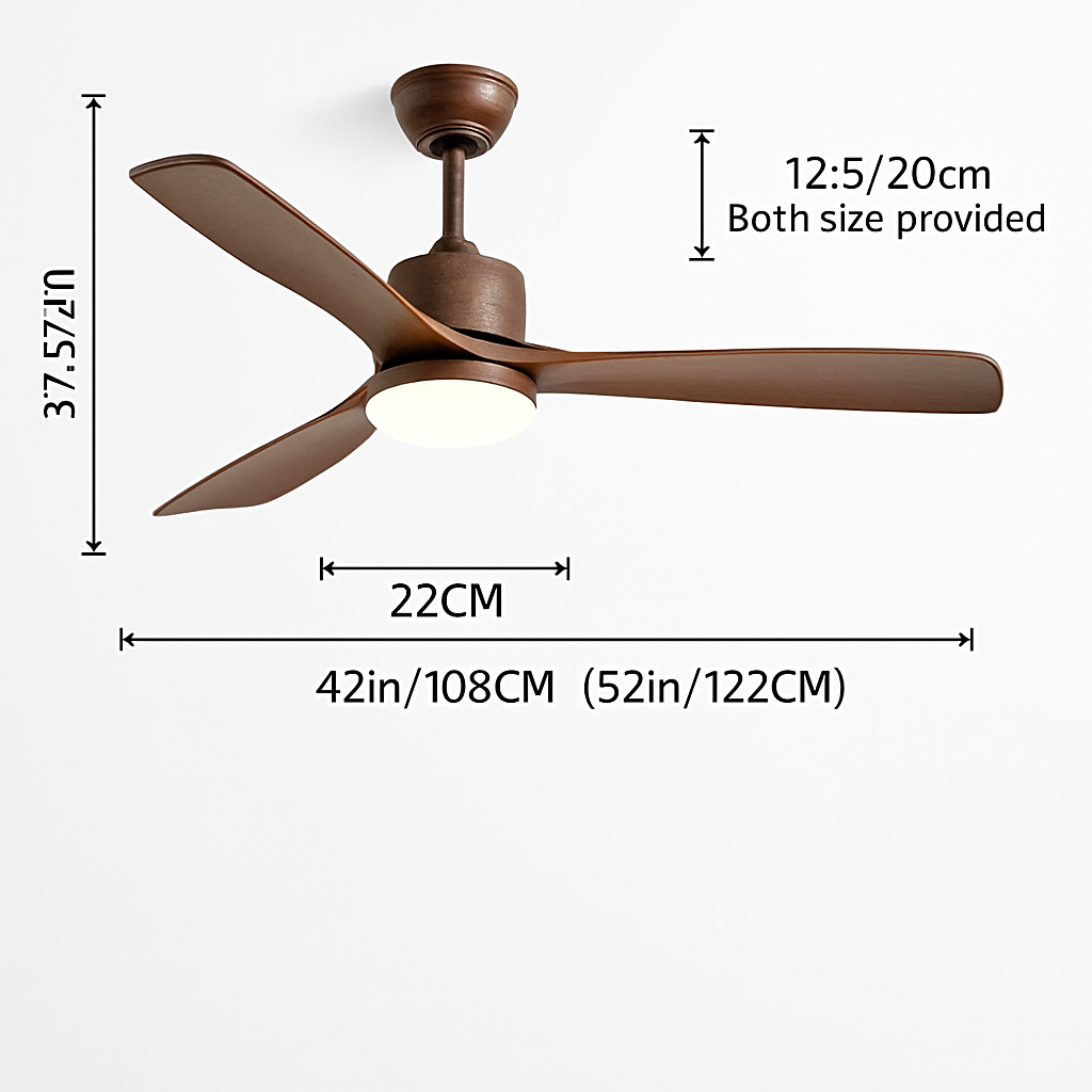 plafonnier en bois avec ventilateur télécommande et lumière intégrée