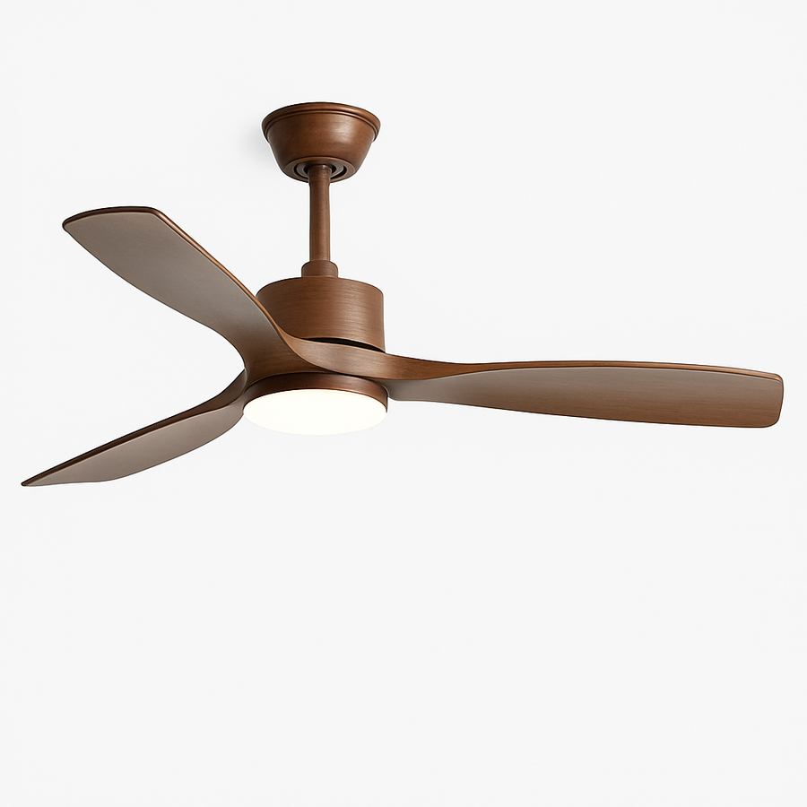 plafonnier en bois avec ventilateur télécommande et lumière intégrée