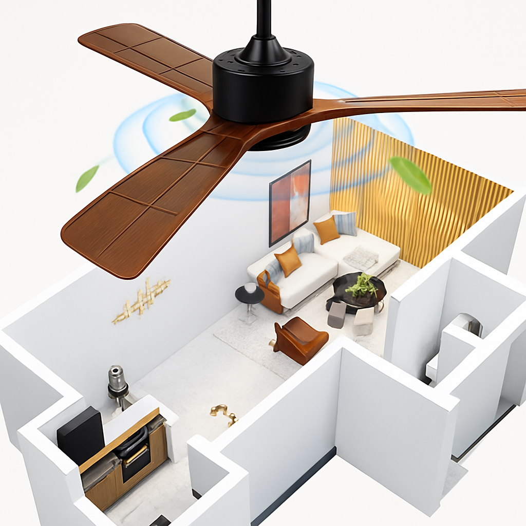 plafonnier en bois avec ventilateur télécommande et lumière intégrée