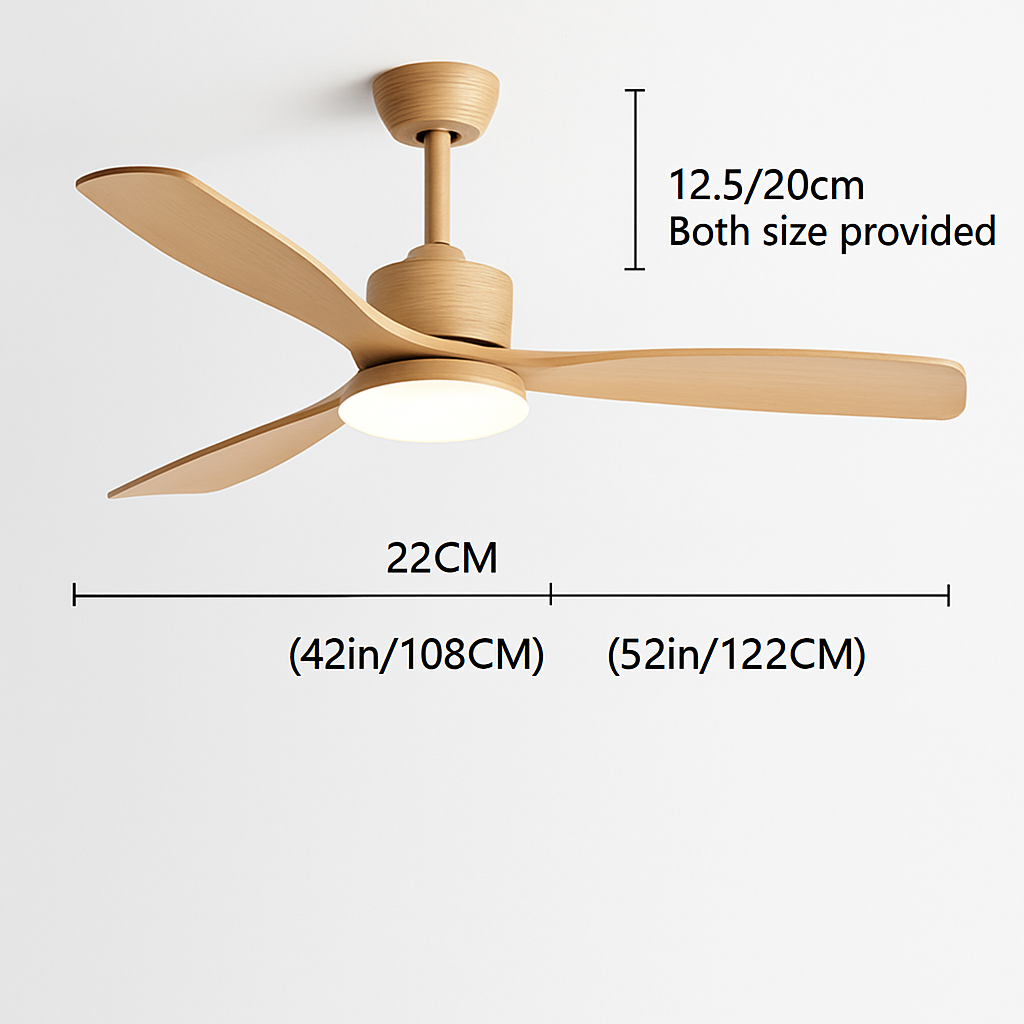 plafonnier en bois avec ventilateur télécommande et lumière intégrée