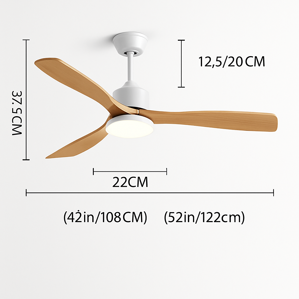 plafonnier en bois avec ventilateur télécommande et lumière intégrée
