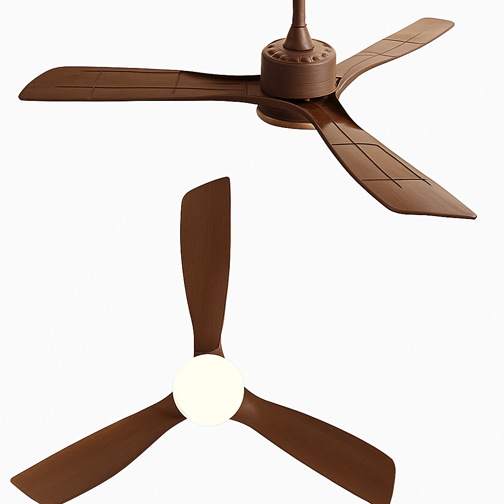 plafonnier en bois avec ventilateur télécommande et lumière intégrée