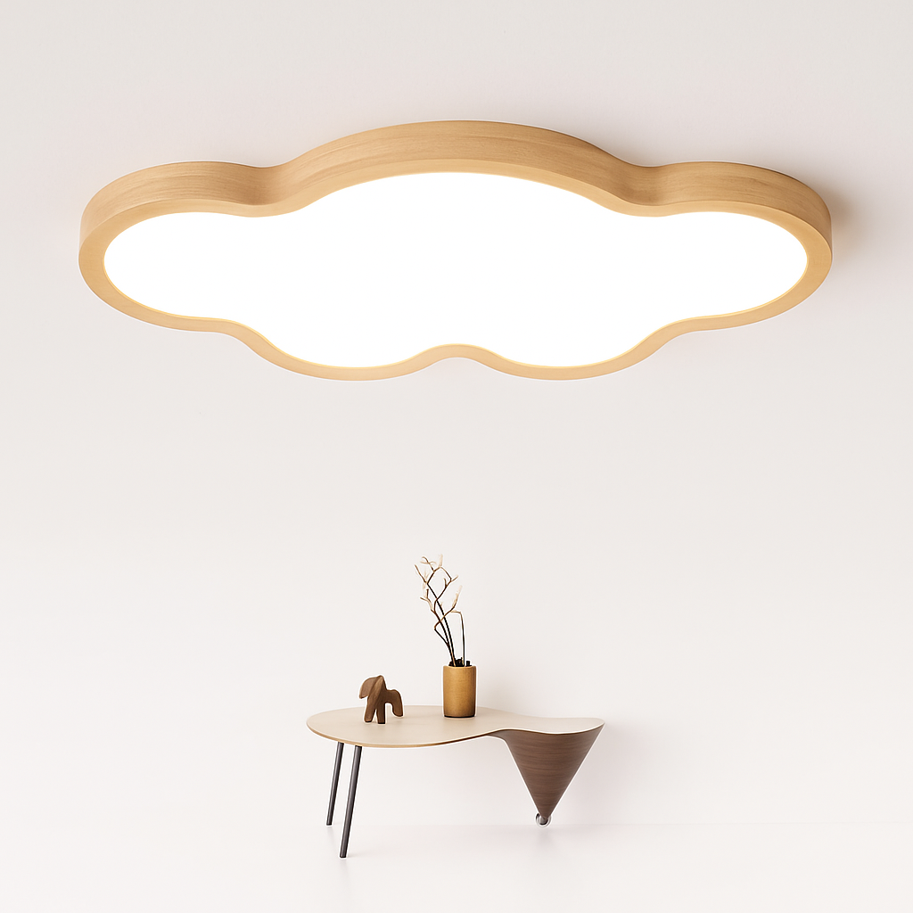 Plafonnier en bois à LED en forme de nuage