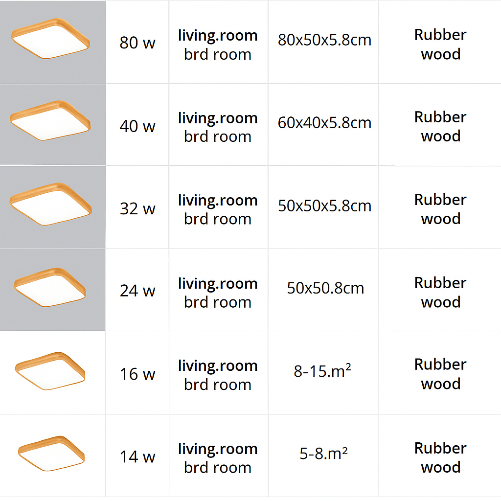 Plafonnier en bois à LED (plusieurs formes)