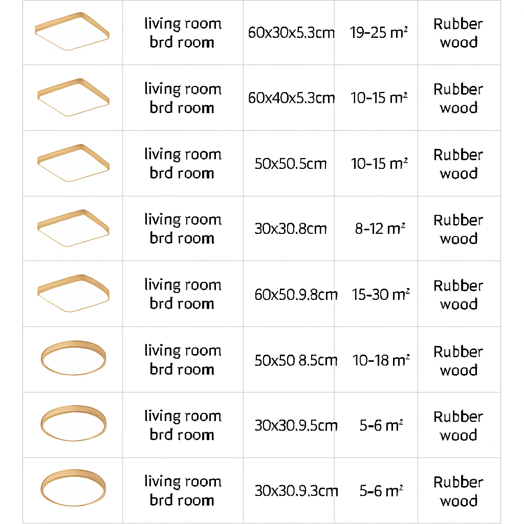 Plafonnier en bois à LED (plusieurs formes)