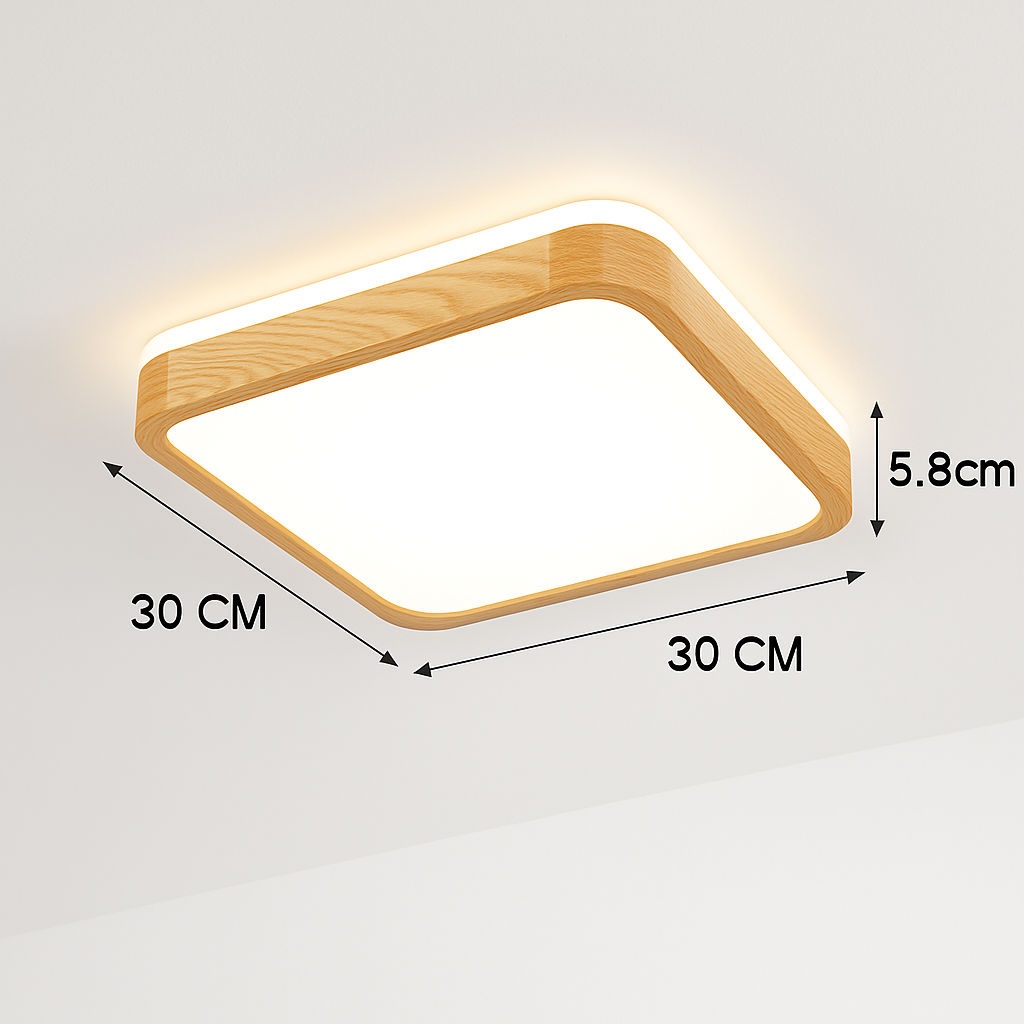 Plafonnier en bois à LED (plusieurs formes)