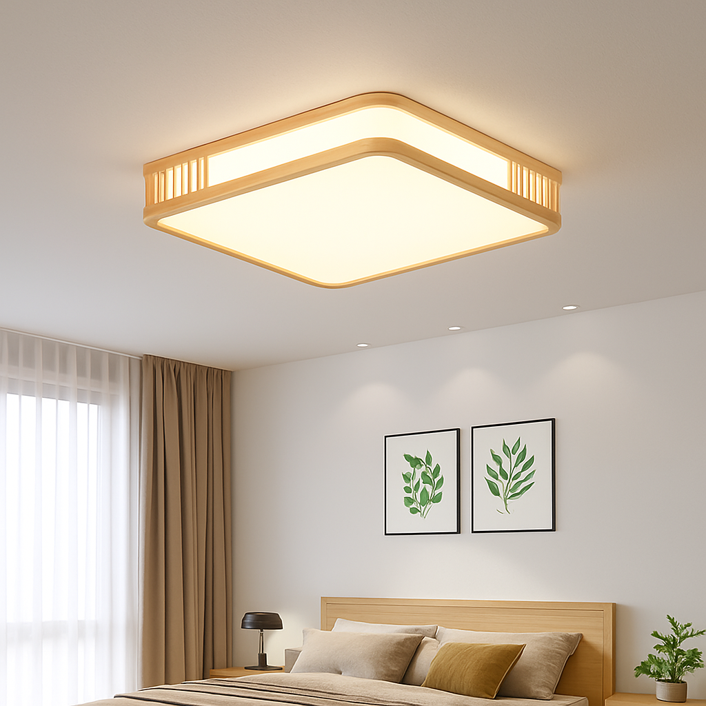 plafonnier en bois naturel à led pour décoration intérieure