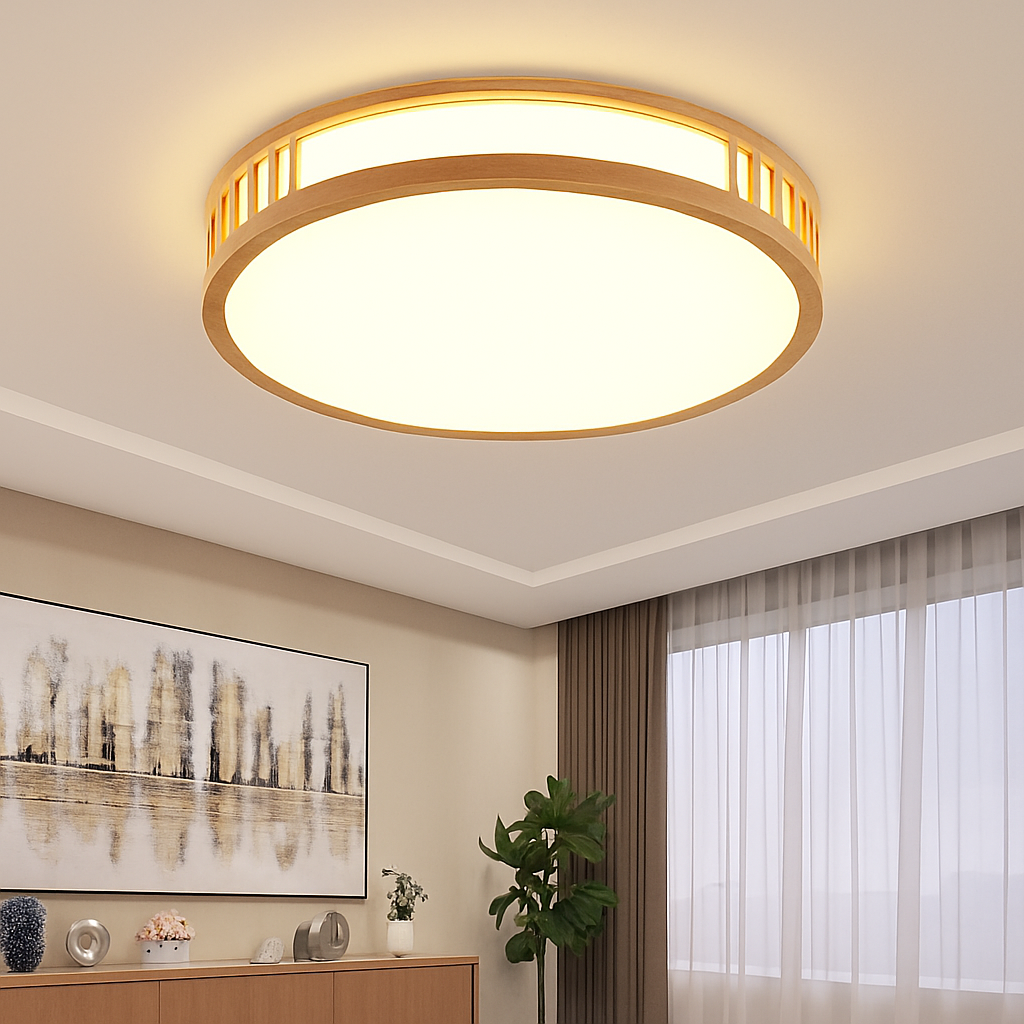 plafonnier en bois naturel à led pour décoration intérieure