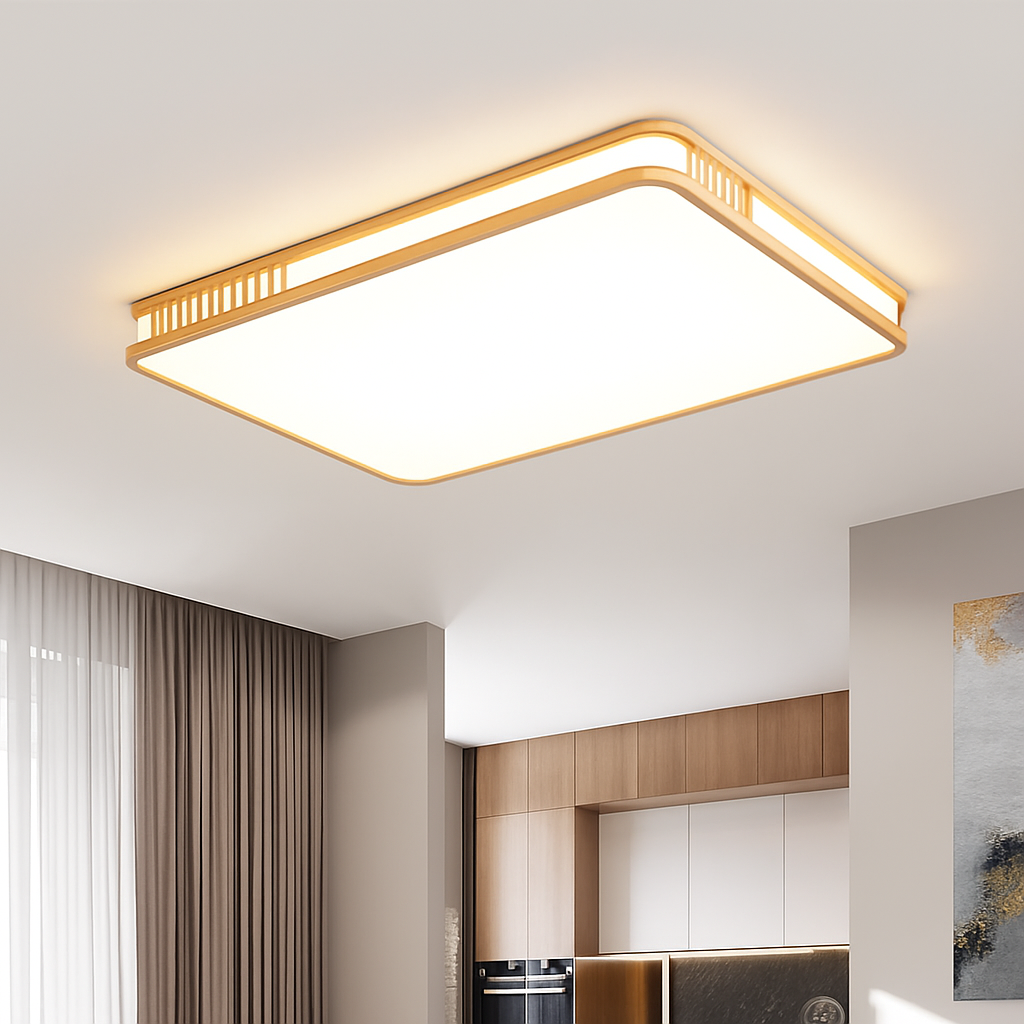 plafonnier en bois naturel à led pour décoration intérieure