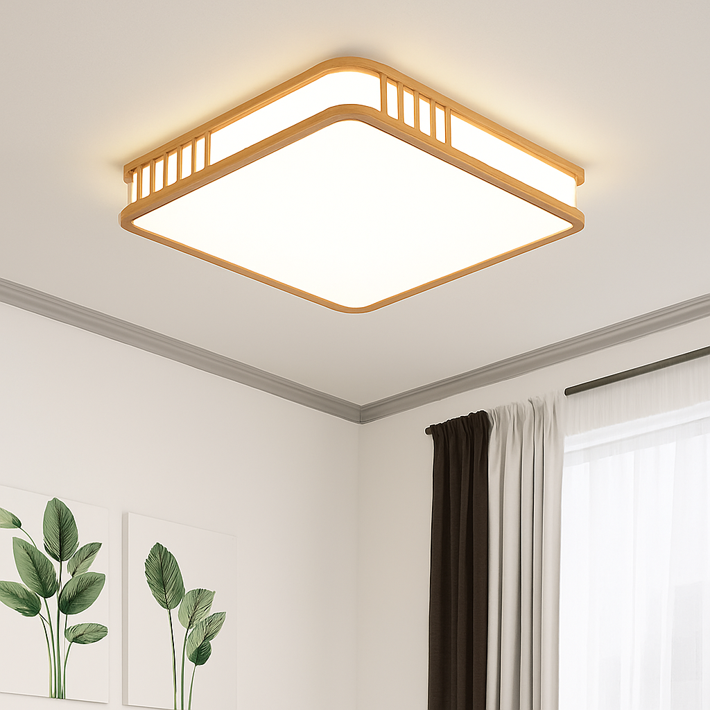 plafonnier en bois naturel à led pour décoration intérieure