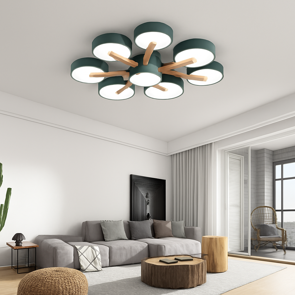 plafonnier en bois style moderne décoration intérieure lumineux design élégant