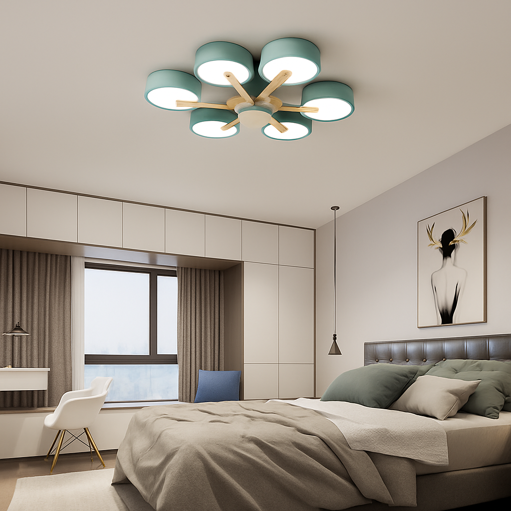 plafonnier en bois style moderne décoration intérieure lumineux design élégant