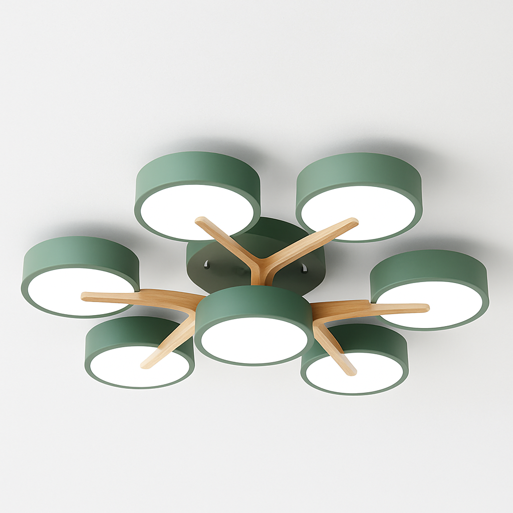 plafonnier en bois style moderne décoration intérieure lumineux design élégant