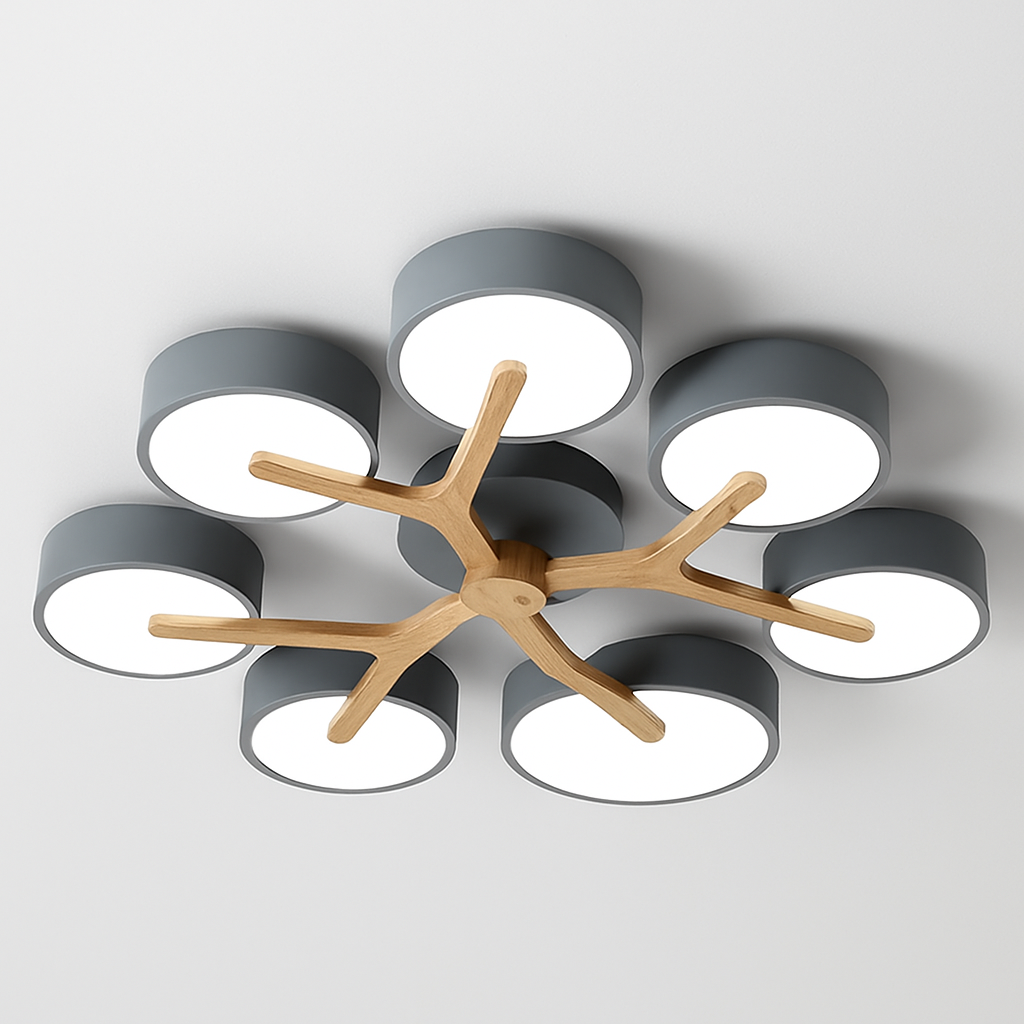 plafonnier en bois style moderne décoration intérieure lumineux design élégant