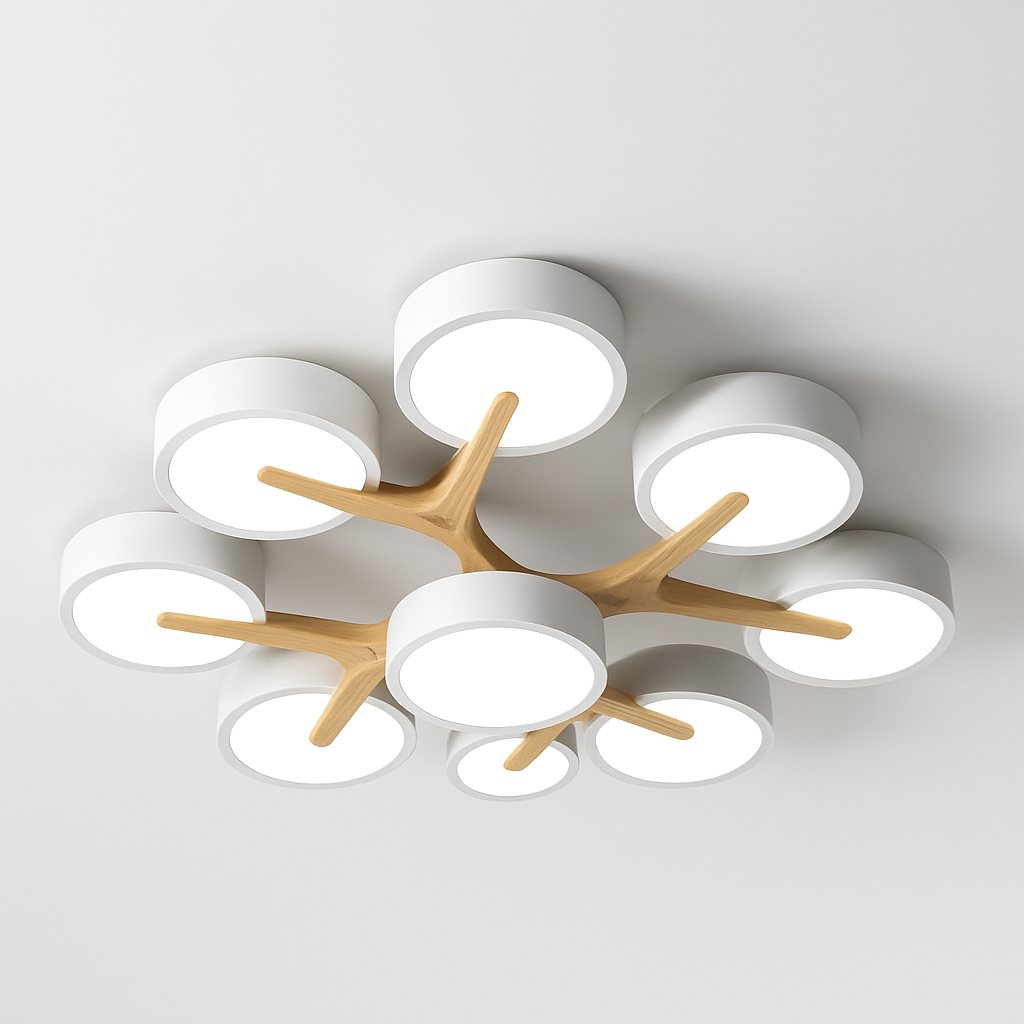 plafonnier en bois style moderne décoration intérieure lumineux design élégant
