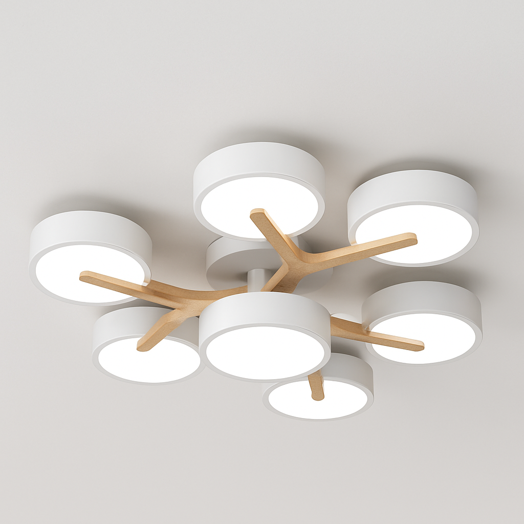 plafonnier en bois style moderne décoration intérieure lumineux design élégant