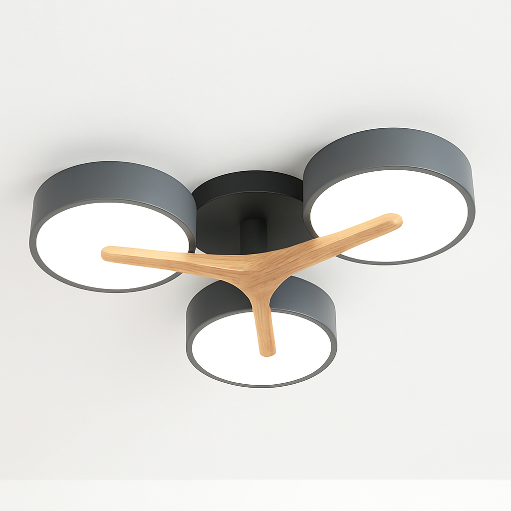 plafonnier en bois style moderne décoration intérieure lumineux design élégant