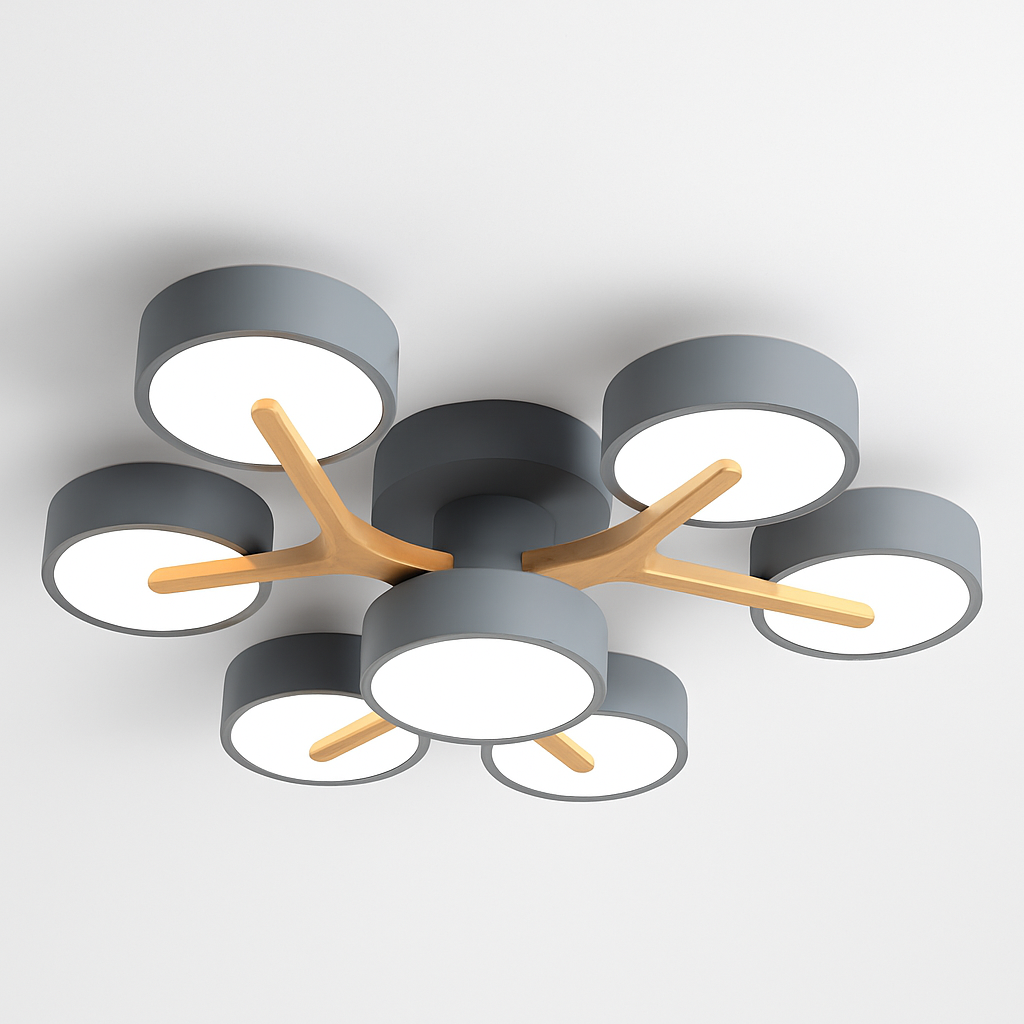 plafonnier en bois style moderne décoration intérieure lumineux design élégant
