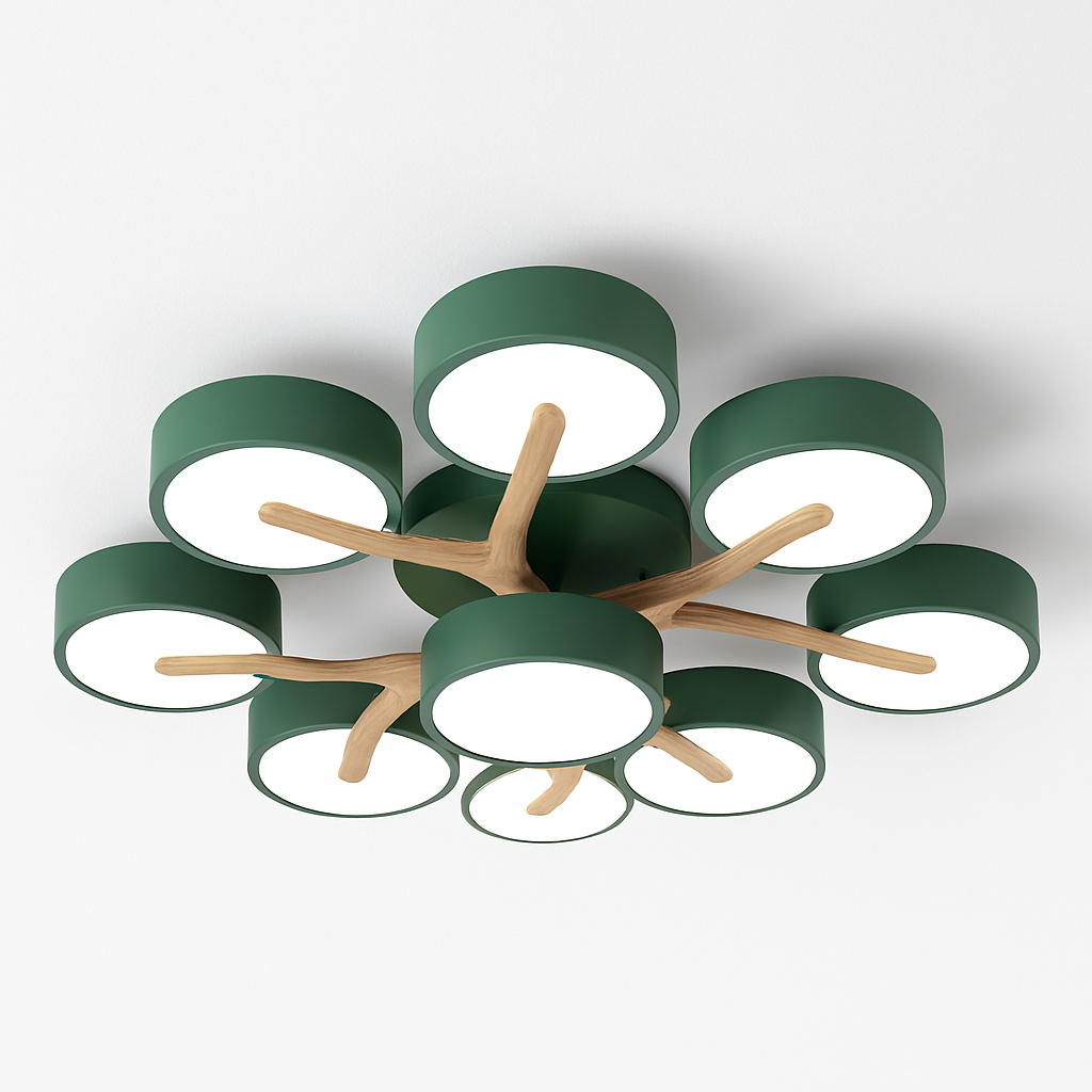 plafonnier en bois style moderne décoration intérieure lumineux design élégant
