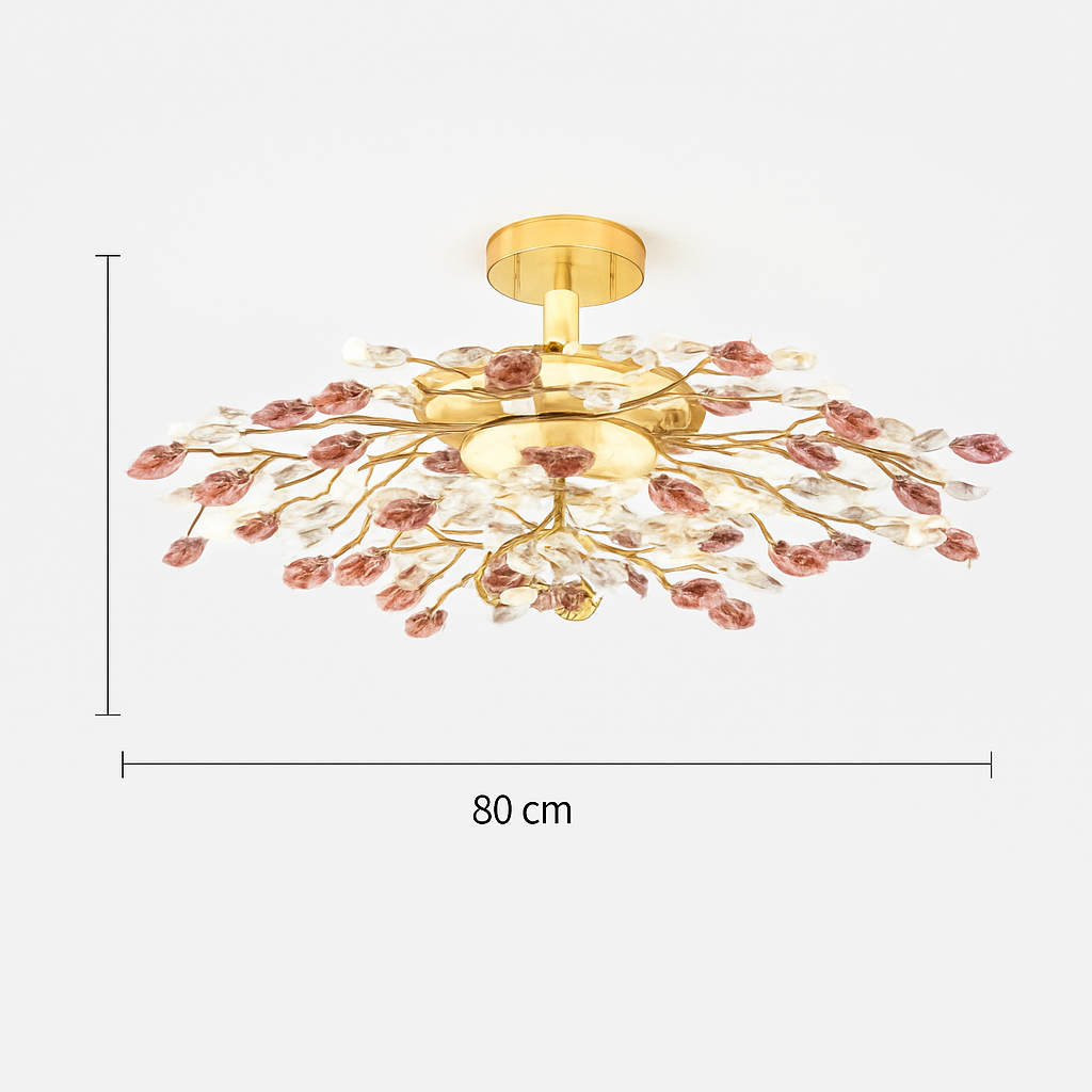 plafonnier en céramique de luxe moderne avec fleurs en cristal