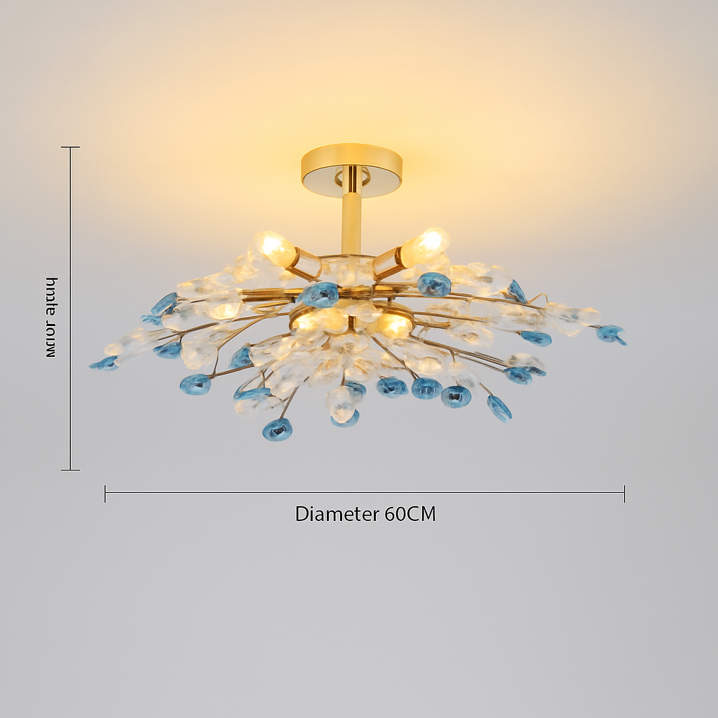 plafonnier en céramique de luxe moderne avec fleurs en cristal