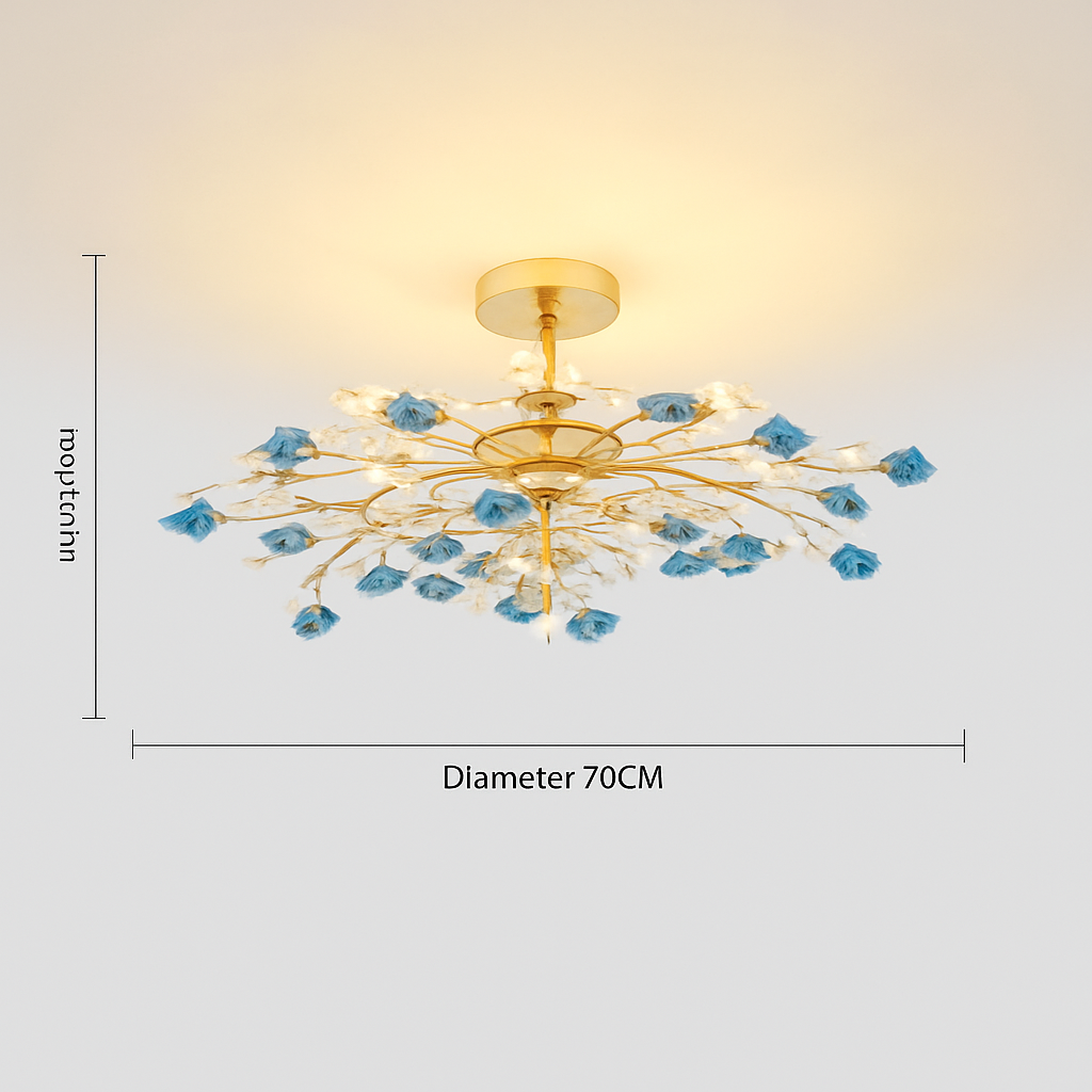plafonnier en céramique de luxe moderne avec fleurs en cristal
