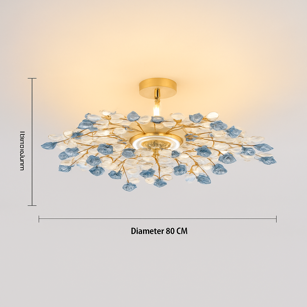 plafonnier en céramique de luxe moderne avec fleurs en cristal
